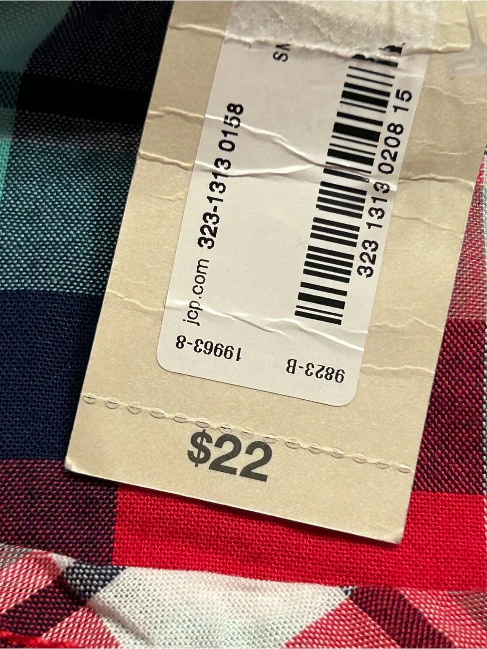 NWT-Boys Arizona Jean Company Red and Teal Plaid Short-Sleeve Button-Down Shirt